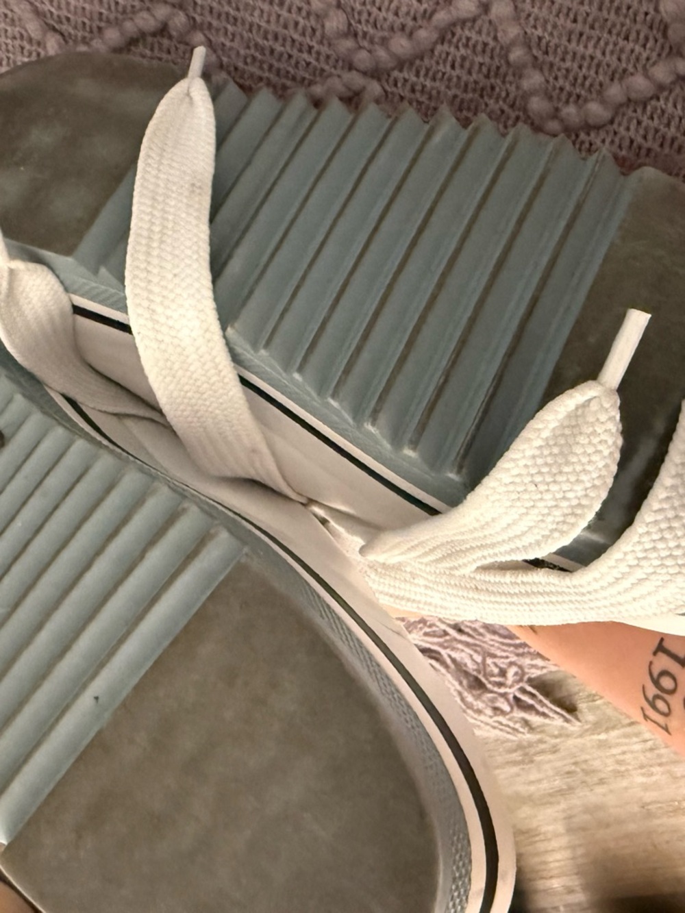 Zara White Platform Sneakers with Black Heel Detail - Picture 4 of 5